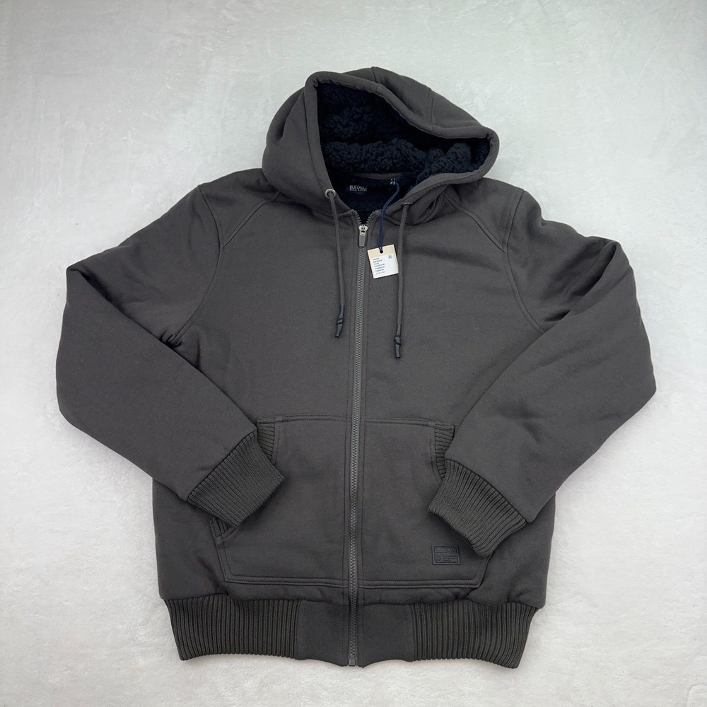 NEW Buffalo David Bitton Mens Full Zip Hoodie Heavy Sherpa Lined Charcoal Small